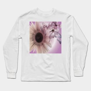 Transparent flower with butterflies Long Sleeve T-Shirt